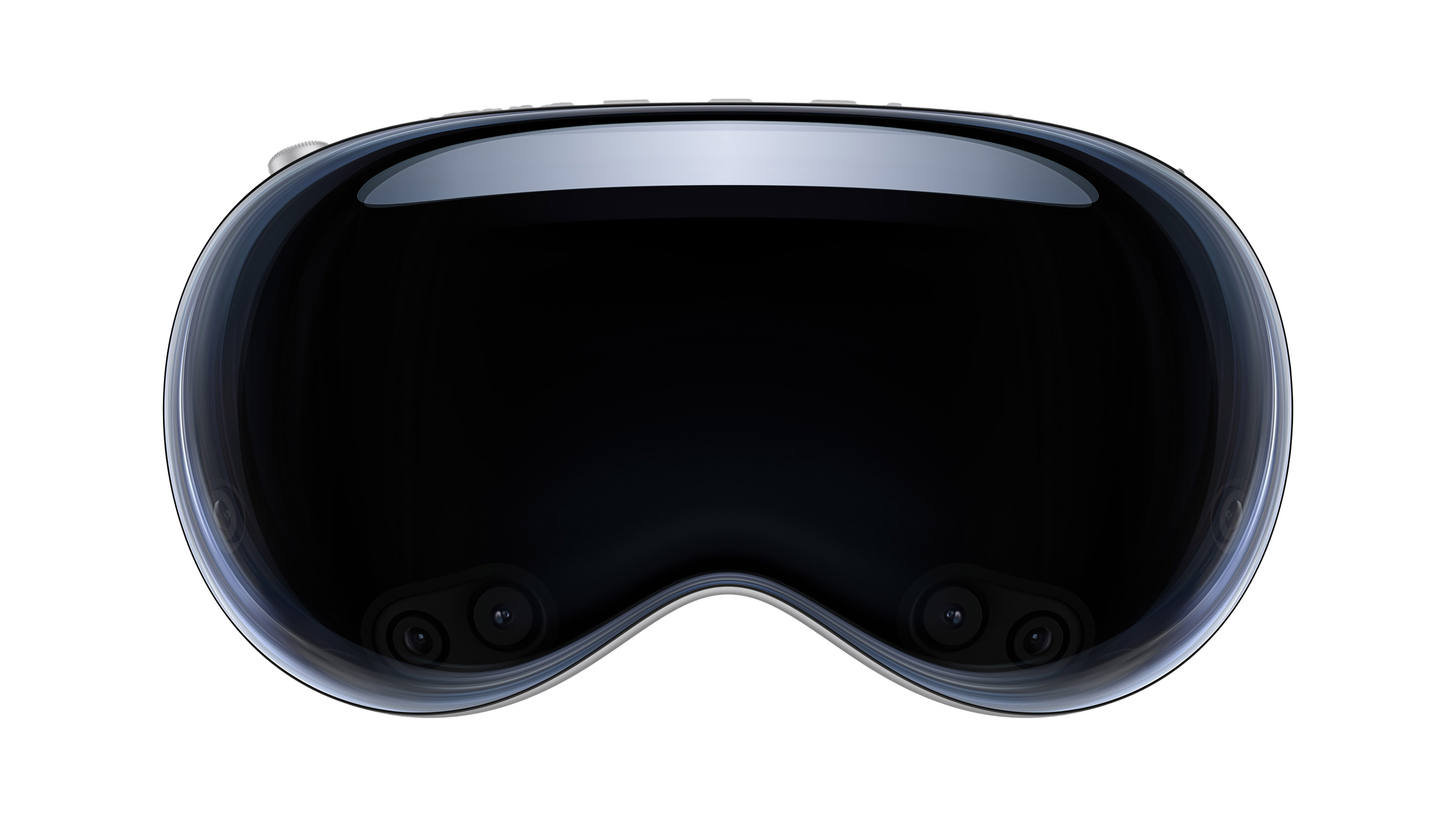 A frontal view of the Apple Vision Pro headset