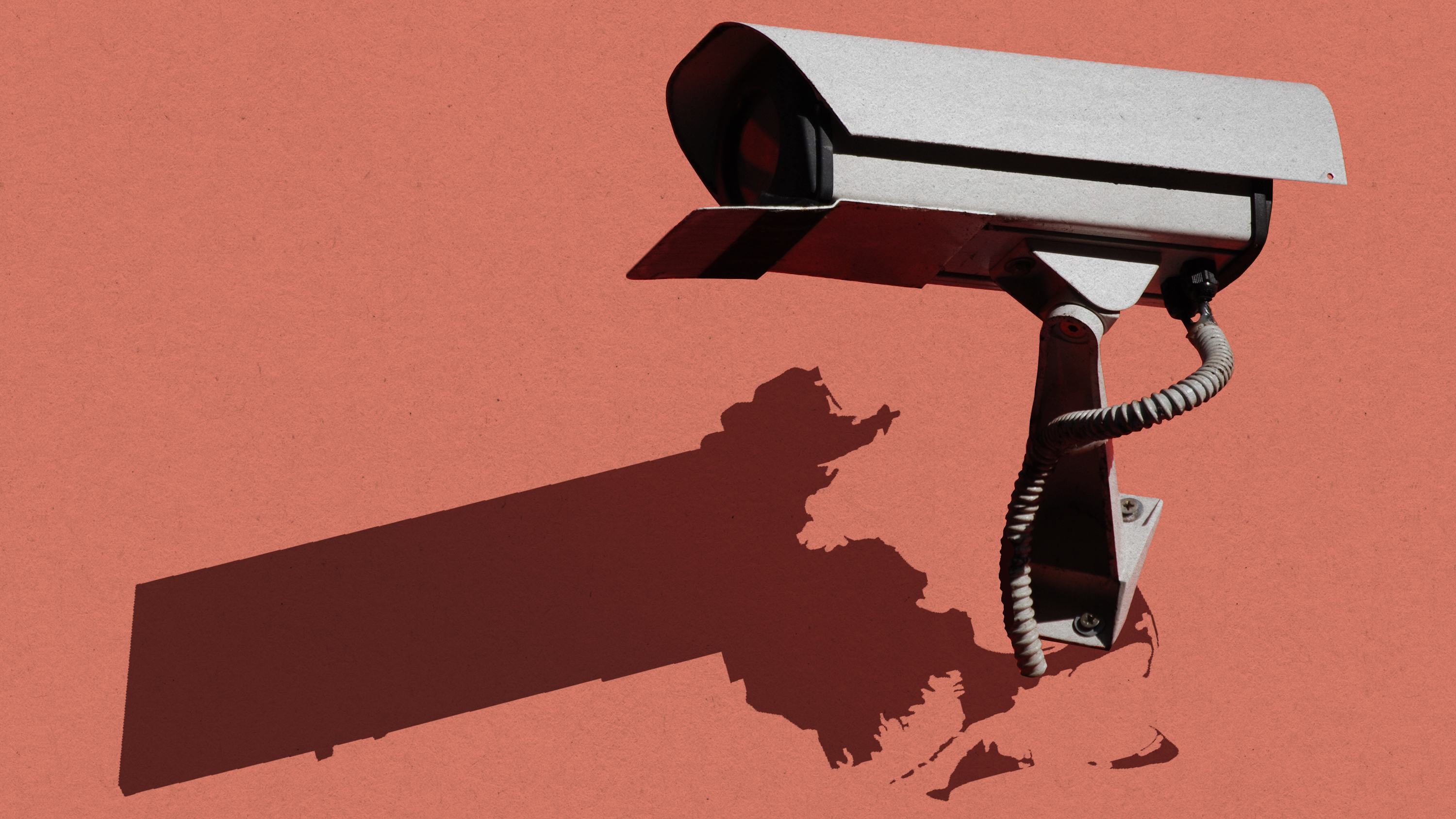 A facial recognition security camera cast a shadow in the shape of Massachusetts