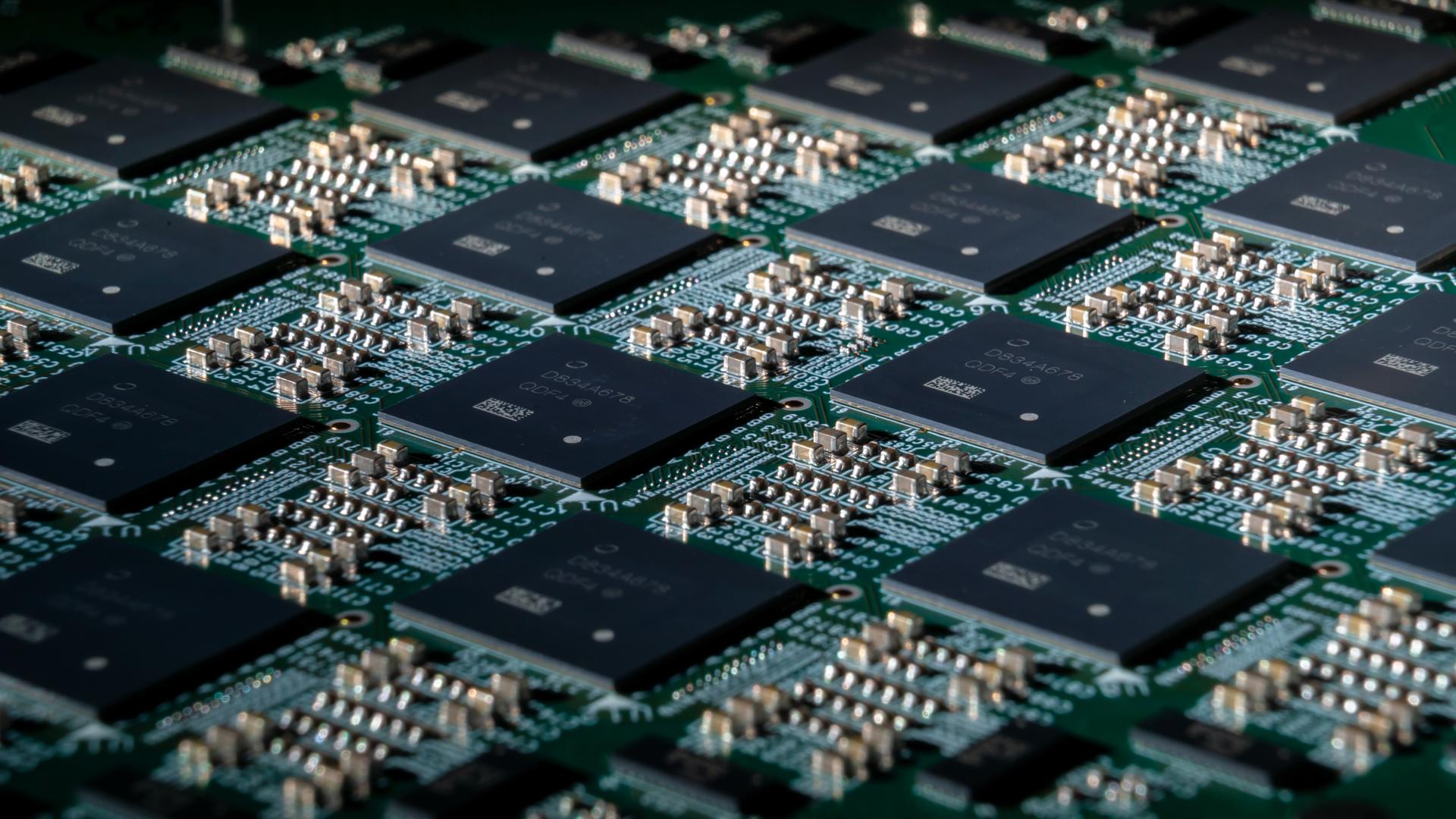 grid of chips
