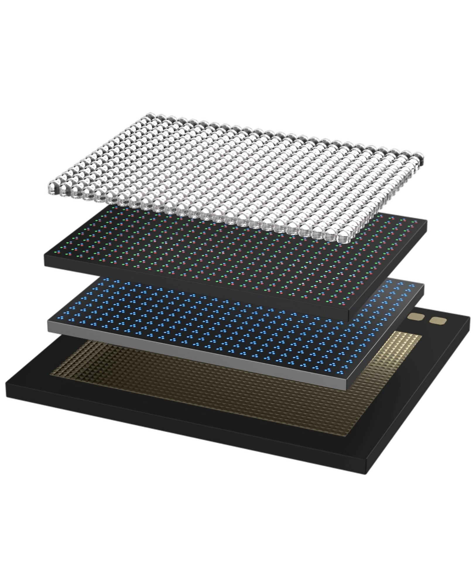 an exploded view of the LED layers of a Mojo Vision device